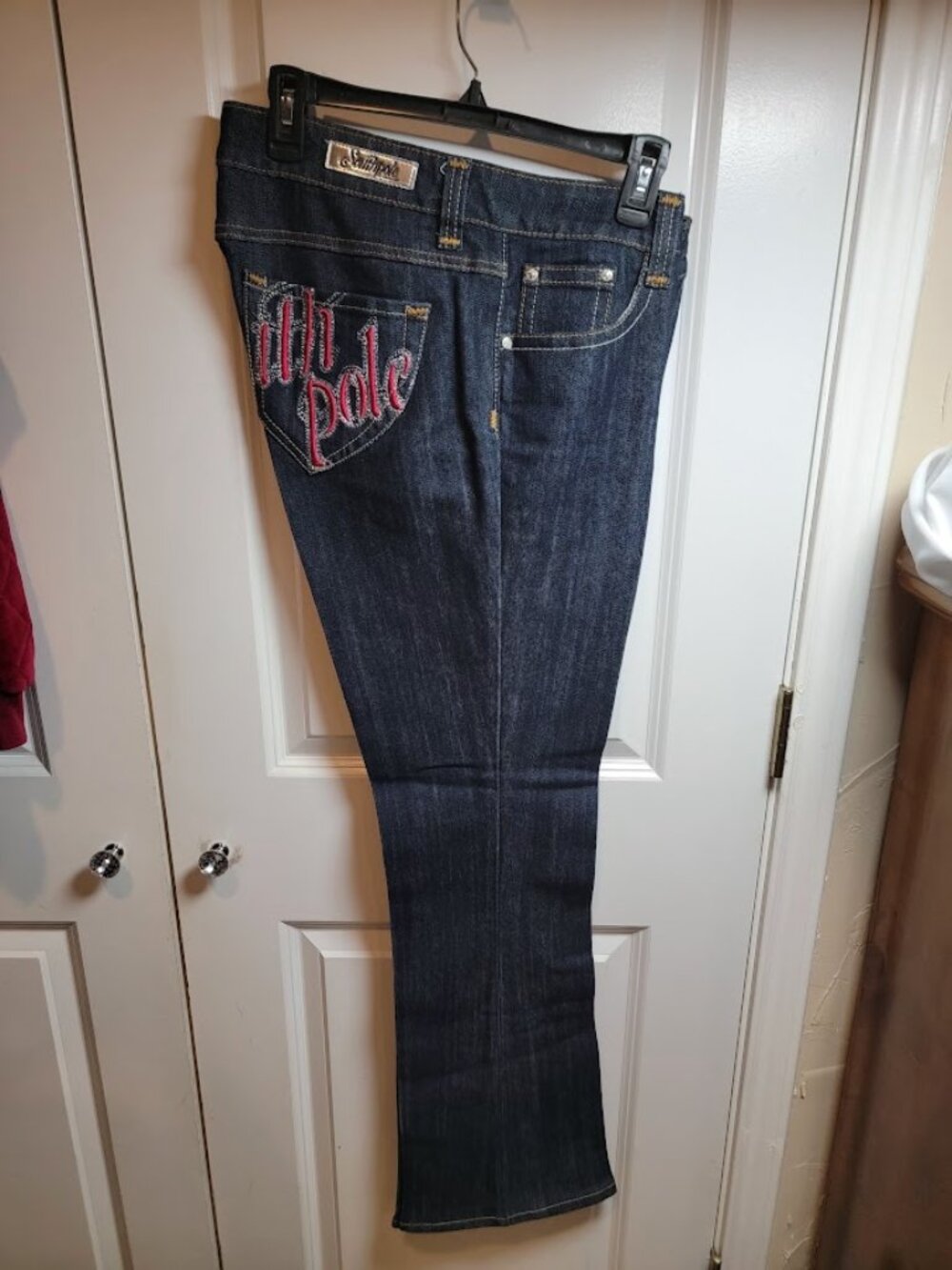 Southpole Jeans Co Women's Size 14 Dark Wash Flare Jeans Embroidered Y2K Denim